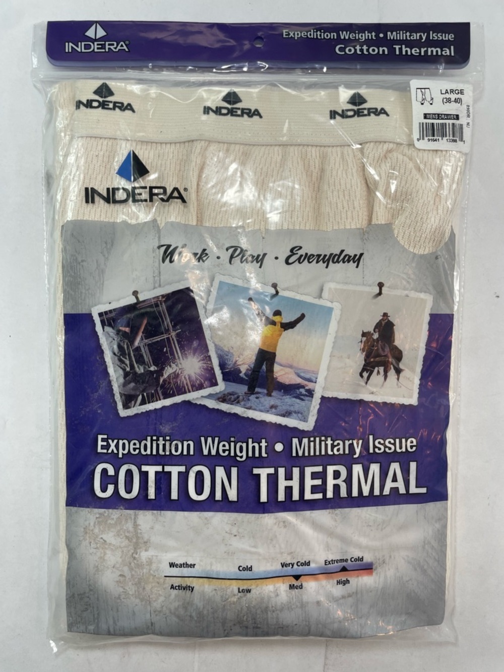 Indera Expedition Weight Military Issue Cotton Thermal Drawers Sz Large SEALED